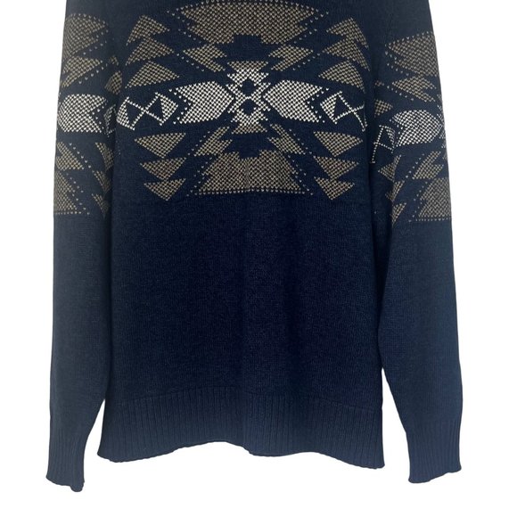 American Eagle Mens Hooded Sweater Geometric Pattern Blue Size Large New - Picture 5 of 9